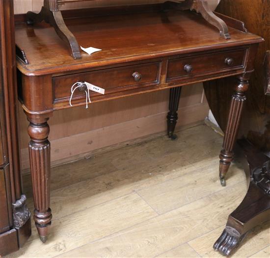 A Victorian mahogany washstand, the drawer stamped James Winter, 101 Wardour Street, Soho, London W.106cm